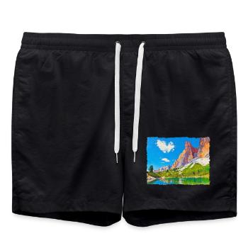 Lac dans les Dolomites avec effet peinture - Short de bain - noir - Devant - AI Model Male 185 light (185cm)