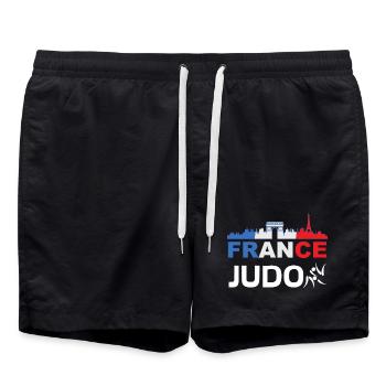 France Judo Arc Urbain - Short de bain - noir - Devant - AI Model Male 185 light (185cm)