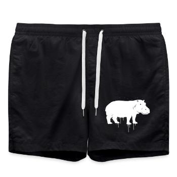 Hippo Graffiti Streetwear Vektor - Badeshorts - Schwarz - Vorne - AI Model Male 185 light (185cm)