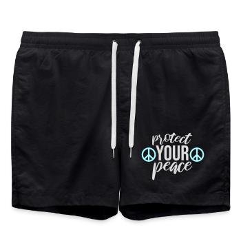 Protect Your Peace Mental Health Mindfulness - Swim Trunks - black - Front - AI Model Male 185 light (185cm)
