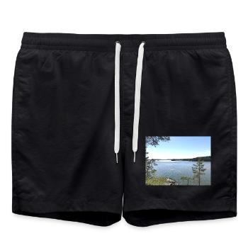 Paysage lacustre, moment nature - Short de bain - noir - Devant - AI Model Male 185 light (185cm)