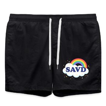 Erlöste Regenbogenbibel Christlicher Glaube Jesus  - Badeshorts - Schwarz - Vorne - AI Model Male 185 light (185cm)