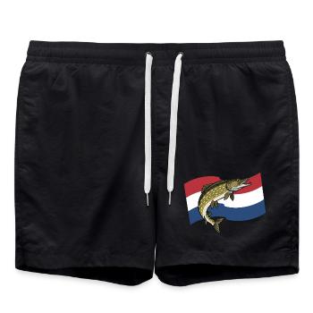Hecht Angeln Niederlande Holland - Badeshorts - Schwarz - Vorne - AI Model Male 185 light (185cm)