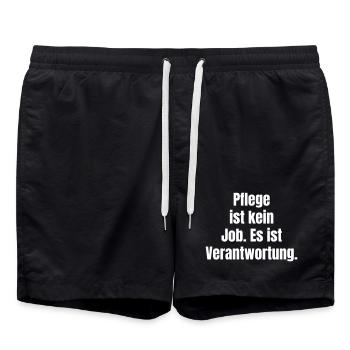 Care is responsibility - Swim Trunks - black - Front - AI Model Male 185 light (185cm)