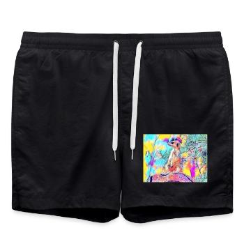 Colorful Meerkat Colors - Swim Trunks - black - Front - AI Model Male 185 light (185cm)