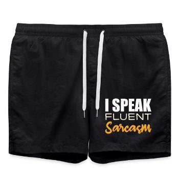 I Speak fluent Sarcasm - Swim Trunks - black - Front - AI Model Male 185 light (185cm)