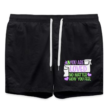 You Are Loved No Matter How You Feel Mitgefühl - Badeshorts - Schwarz - Vorne - AI Model Male 185 light (185cm)