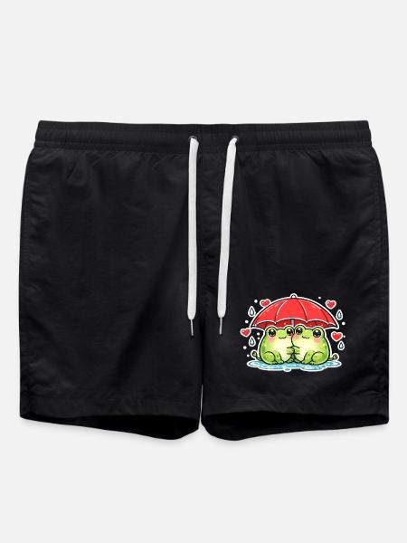 Cuddly frog with red umbrella - Swim Trunks - black