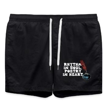 Rhythm in Soul, Poetry in Heart - Swim Trunks - black - Front - AI Model Male 185 light (185cm)