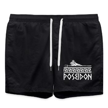 Greek God of the Sea (White) - Swim Trunks - black - Front - AI Model Male 185 light (185cm)