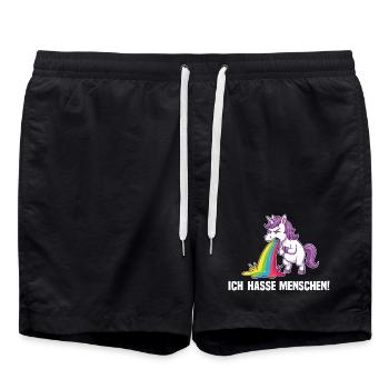Funny Unicorn I Hate People Rainbow - Swim Trunks - black - Front - AI Model Male 185 light (185cm)