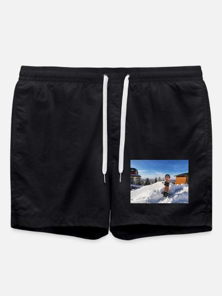 Snowboarding on a sunny slope - Swim Trunks - black