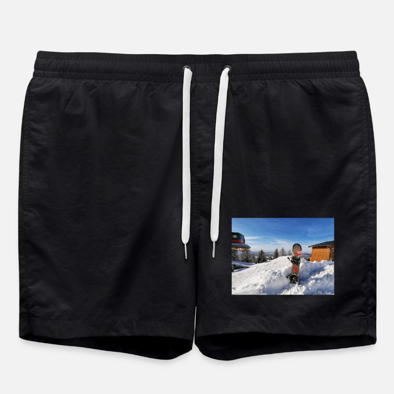 Snowboarding on a sunny slope - Swim Trunks - black