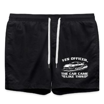 Ja, das Offiziersauto kam so und raste - Badeshorts - Schwarz - Vorne - AI Model Male 185 light (185cm)