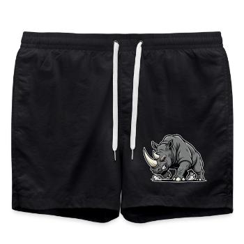 Rhinoceros Powerful Anger Wild Animal Logo - Swim Trunks - black - Front - AI Model Male 185 light (185cm)