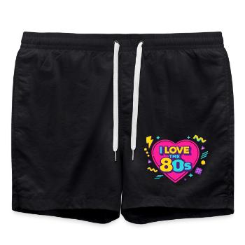 80s Retro Heart Neon Design - Swim Trunks - black - Front - AI Model Male 185 light (185cm)
