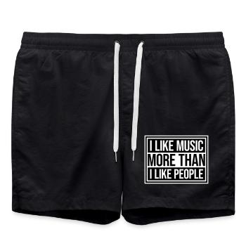 I Like Music More Than I Like People Lustig Musik - Swim Trunks - black - Front - AI Model Male 185 light (185cm)