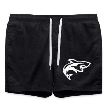 Stylized shark head - Swim Trunks - black - Front - AI Model Male 185 light (185cm)