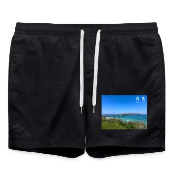 Tsunoshima Island and the Bridge - Swim Trunks - black - Front - AI Model Male 185 light (185cm)