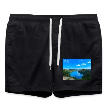 From Kaneda Castle in Tsuhima - Swim Trunks - black - Front - AI Model Male 185 light (185cm)