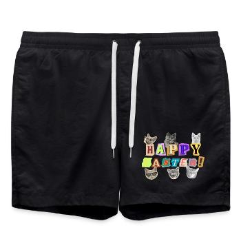 Frohe Osterkatzen, - Badeshorts - Schwarz - Vorne - AI Model Male 185 light (185cm)