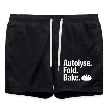 Autolyse Fold Bake Bread Art - Swim Trunks - black - Front - AI Model Male 185 light (185cm)