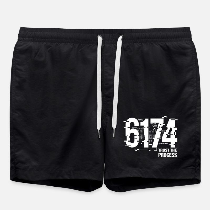 6174 Kaprekar Constant Glitch Math - Swim Trunks - black