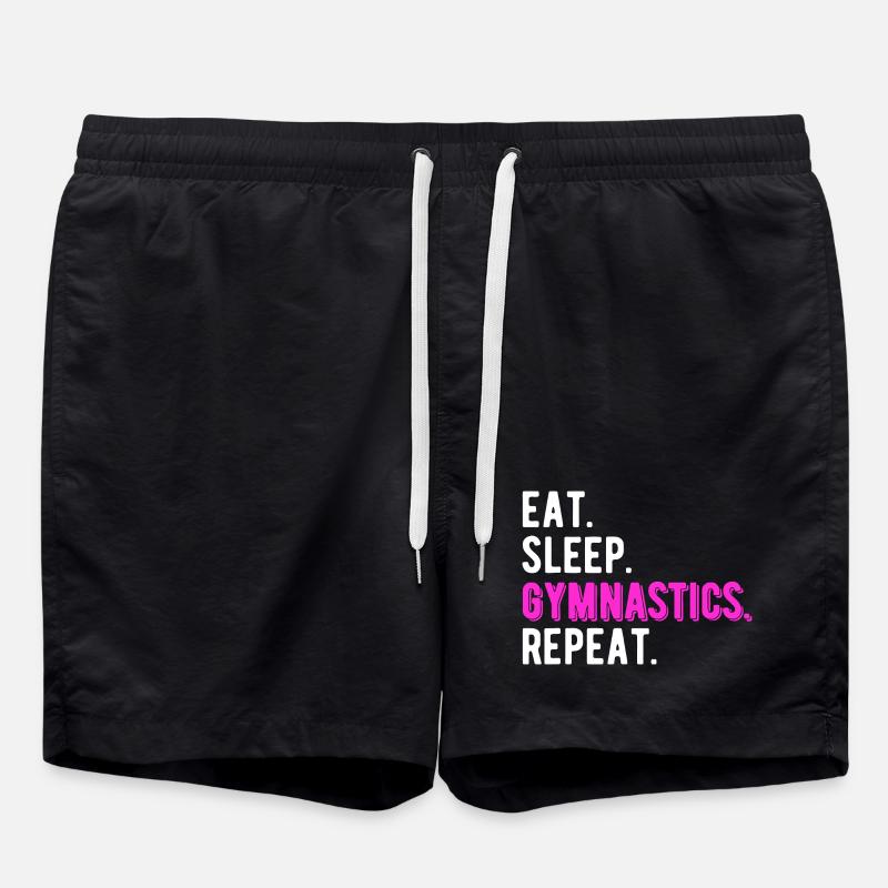 Eat Sleep Gymnastics Repeat - Swim Trunks - black