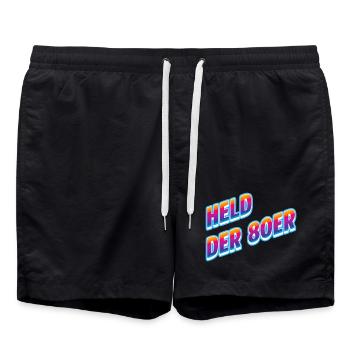 Hero of the 80s Neon Retro - Swim Trunks - black - Front - AI Model Male 185 light (185cm)