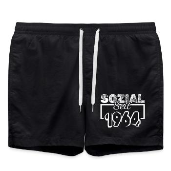 Sozialarbeiter 1964 - Badeshorts - Schwarz - Vorne - AI Model Male 185 light (185cm)