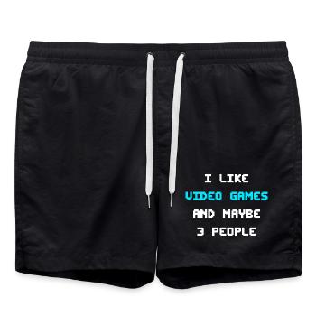 J’aime les jeux vidéo et peut-être le vidéo-pilier de trois personnes - Short de bain - noir - Devant - AI Model Male 185 light (185cm)