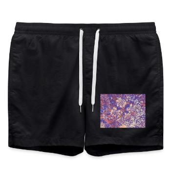 Fleurs psychédéliques imprimées néon - Short de bain - noir - Devant - AI Model Male 185 light (185cm)