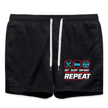 Eat sleep sim race repeat für Sim Racing Fans - Badeshorts - Schwarz - Vorne - AI Model Male 185 light (185cm)