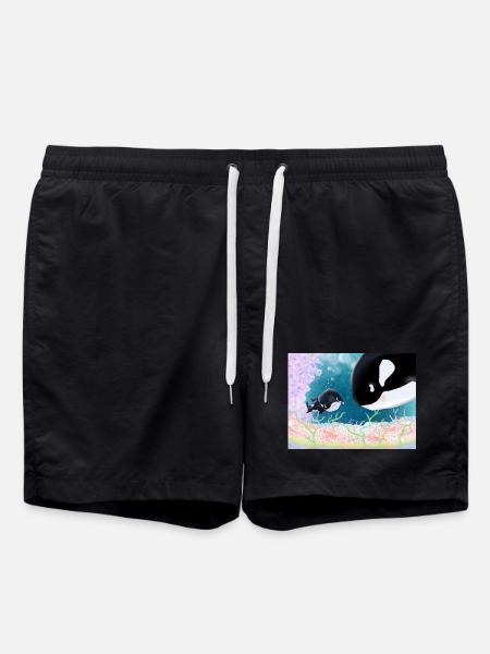 Kleine Orca-Freundschaft Unterwasser - Badeshorts - Schwarz