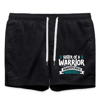 Schwester eines Kämpfers - Anaphylaxie - Badeshorts - Schwarz - Vorne - AI Model Male 185 light (185cm)