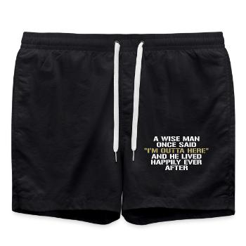 Der weise Mann sagte einmal, ich bin hier raus - Badeshorts - Schwarz - Vorne - AI Model Male 185 light (185cm)