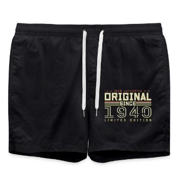 Original 1940's Birthday Gift 1940's Retro 1940's - Swim Trunks - black - Front - AI Model Male 185 light (185cm)