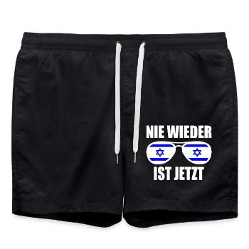 Nie wieder ist jetzt - Badeshorts - Schwarz - Vorne - AI Model Male 185 light (185cm)