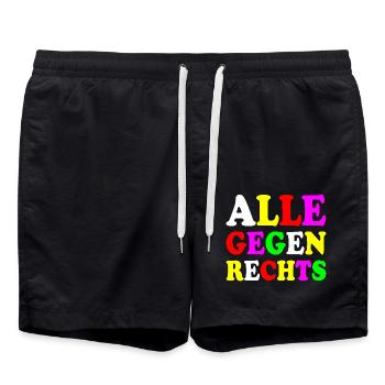 Alle gegen rechts - Badeshorts - Schwarz - Vorne - AI Model Male 185 light (185cm)