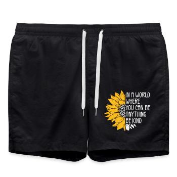 in a world where you can be anything be kind - Swim Trunks - black - Front - AI Model Male 185 light (185cm)