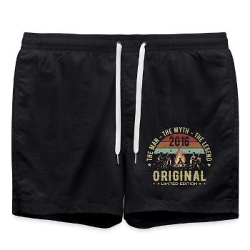 Legendary Since 2016 | 9th Anniversary Men - Swim Trunks - black - Front - AI Model Male 185 light (185cm)