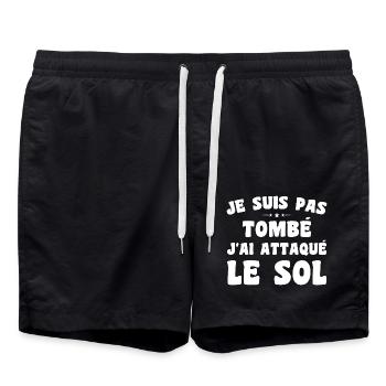 je suis pas tombé j'ai attaqué le sol - Short de bain - noir - Devant - AI Model Male 185 light (185cm)
