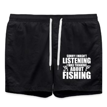 I Wasn't Listening I Was Thinking About Fishing - Short de bain - noir - Devant - AI Model Male 185 light (185cm)