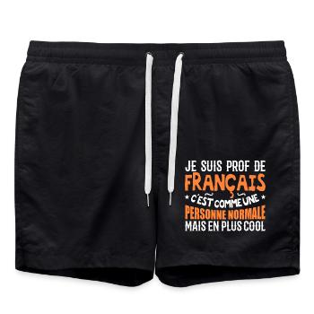 Je suis prof de français - Short de bain - noir - Devant - AI Model Male 185 light (185cm)