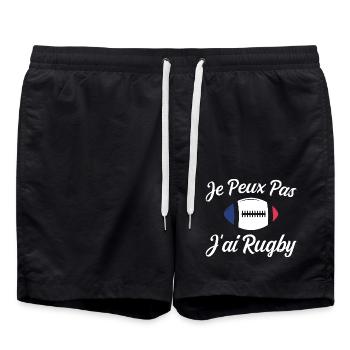 Je Peux Pas J'ai Rugby Humour Cadeau - Short de bain - noir - Devant - AI Model Male 185 light (185cm)
