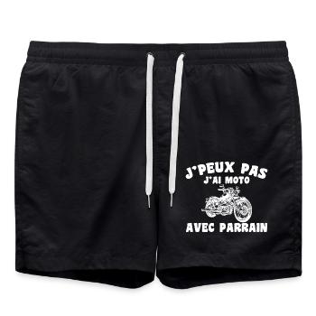 J'peux pas j'ai moto avec parrain - Short de bain - noir - Devant - AI Model Male 185 light (185cm)