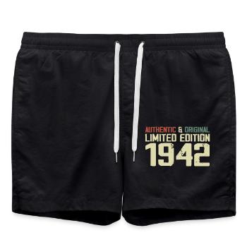 1942 Geburtstagsgeschenk 1942 Jahrgang 1942 Retro - Badeshorts - Schwarz - Vorne - AI Model Male 185 light (185cm)