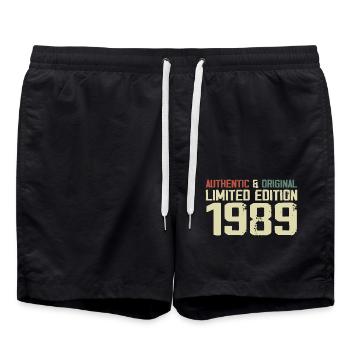 1989 Birthday Gift 1989 Vintage 1989 Retro - Swim Trunks - black - Front - AI Model Male 185 light (185cm)