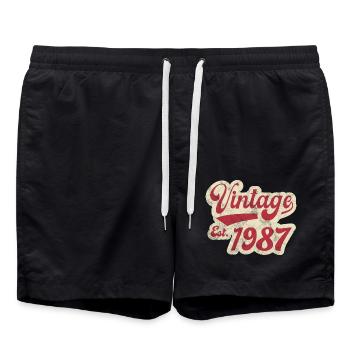 Jahrgang Est 1987 - Badeshorts - Schwarz - Vorne - AI Model Male 185 light (185cm)