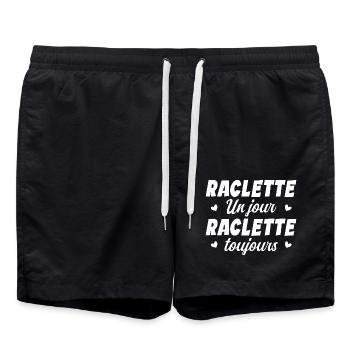 Raclette un jour raclette toujours manger fromage - Short de bain - noir - Devant - AI Model Male 185 light (185cm)